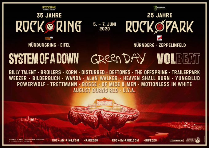 Bekwaam lavendel Uitgraving Rock Am Ring and Rock Am Park Announce 2020 Lineup Featuring System of a  Down, Deftones and Green Day - mxdwn Music