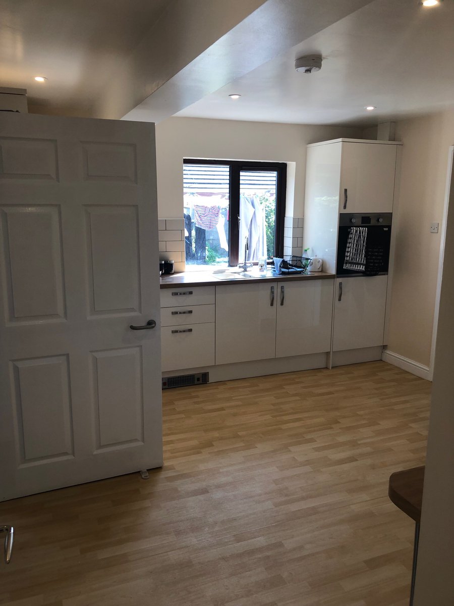 GoldenLaneHouse's tweet photo. Working closely with @mencap_charity and the residents, choices were made on kitchen style, wall tiles and even flooring. A new doorway created to enable easy access for wheelchair users. Staff and residents overjoyed with how light and spacious the kitchen is now. #RepairsMatter https://t.co/Pjg7QZtXt3