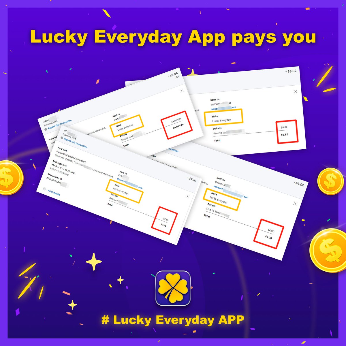 LuckyEveryday13's tweet photo. Paid on September 17 #luckyeverydayapp creates winners every day!
#prize #winners #creatingwinners #wcw #winnerscrushwednesday #haters #contest #freemoney #paypal #freepaypalmoney #cashapp #lol #TuesdayMotivation https://t.co/73GhZj76DB
