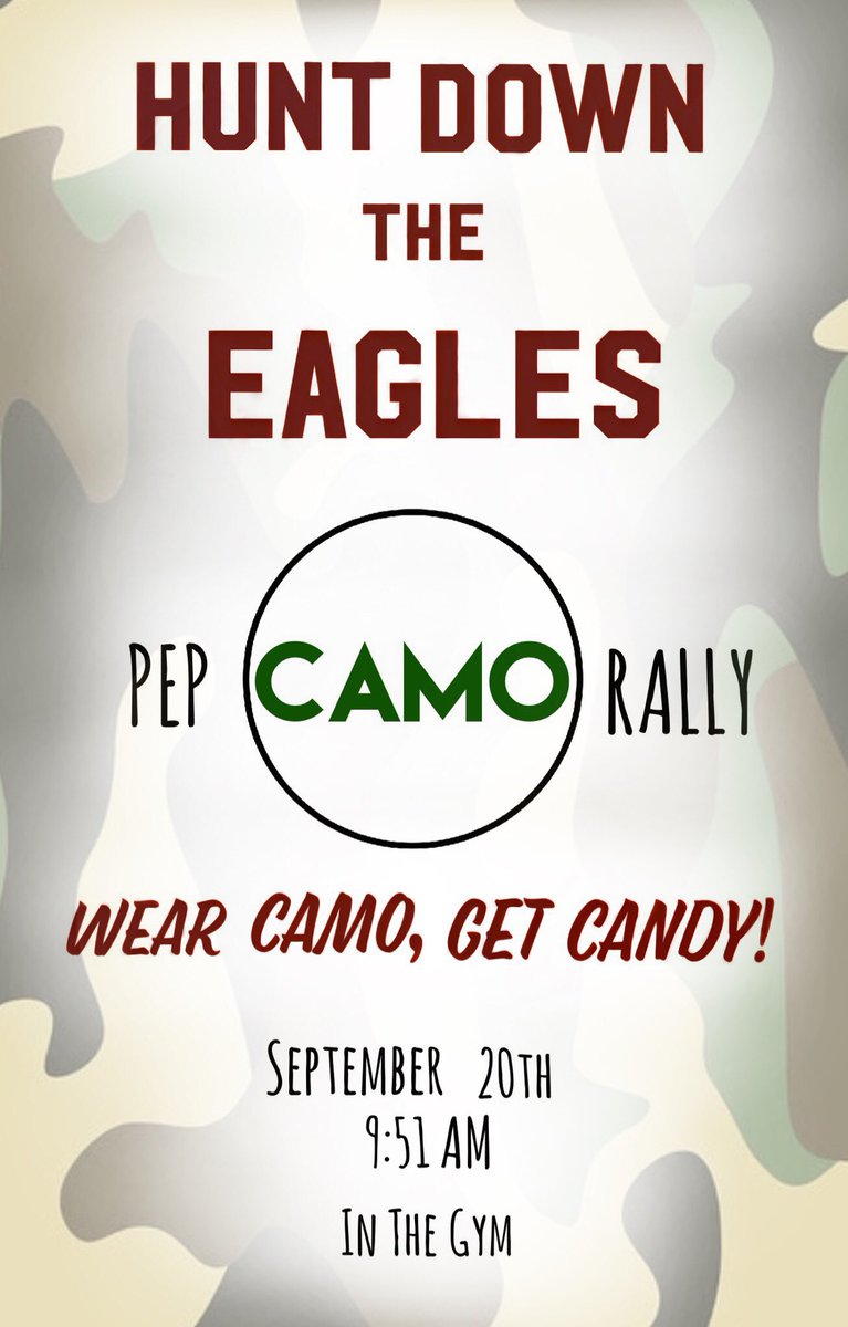 PSHSPlanoettes's tweet photo. PLANO!!! Be there! Wear CAMO and lets get loud! Pep rally THIS Friday 9:51am @PSHSWildcats @PlanoQBClub @PSHS_Band @planovball @stuco_pshs @pshspub @PlanoSHCheer @ChoirPlano @plano_theatre @WILDCATNATION15 https://t.co/91x08R1HIZ