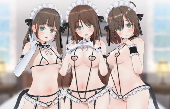 エロメイド三姉妹(立ち絵風) 