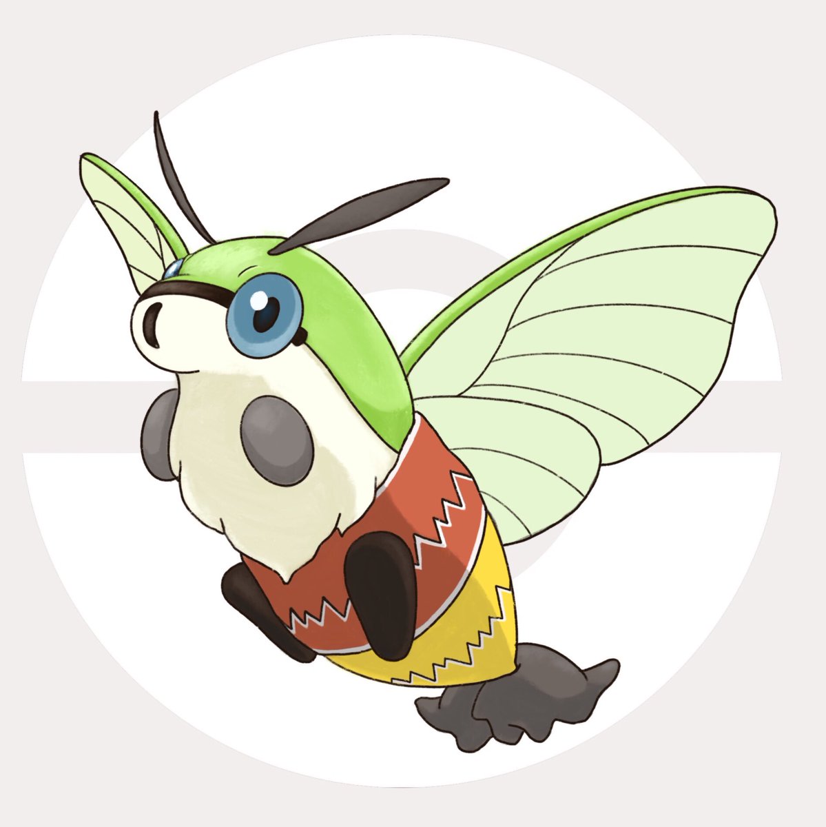 ほげほげぴーなつ No Twitter オオスカシバというモフモフの蛾がポケモンみたいでかわいいからポケモンにしてみた
