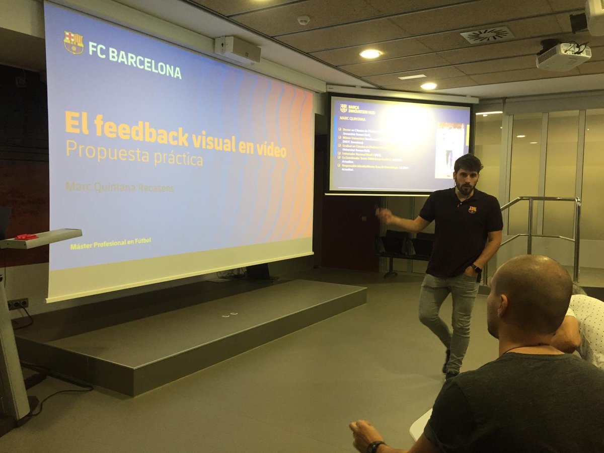 BarcaInnoHub's tweet photo. Our students from the Professional Master in Football are back to work!

"We can't minimise the game, we can aim to reduce the number of interactions (not actions) aiming to increase the experiential knowledge commitment to inform, respecting the relationship with the whole" https://t.co/LvlzFyJhuU
