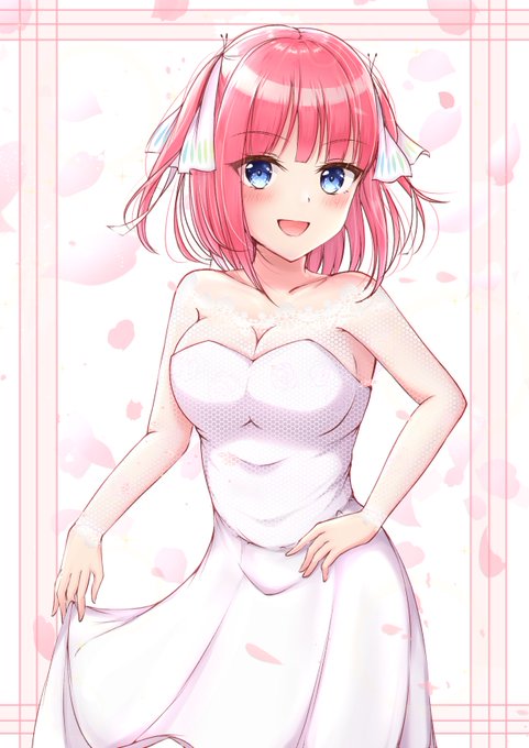 ゆきうなぎ🐰お仕事募集中さんがTwitterに投稿した中野二乃(五等分の花嫁)のイラスト。