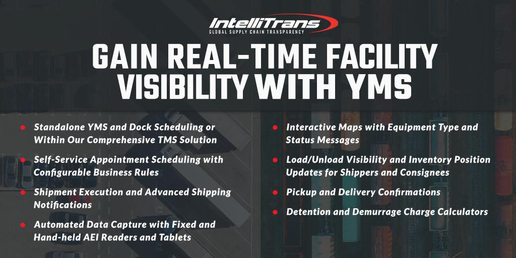 intellitrans's tweet photo. Through our dynamic #YMS and dock scheduling capabilities, #shippers optimize their facilities to decrease yard inefficiencies and improve relationships with #carriers and customers.
Learn More -> https://t.co/ENCvsh2mhs
#yardmanagementsystem #dockscheduling #TMS https://t.co/hAZpCRnba5
