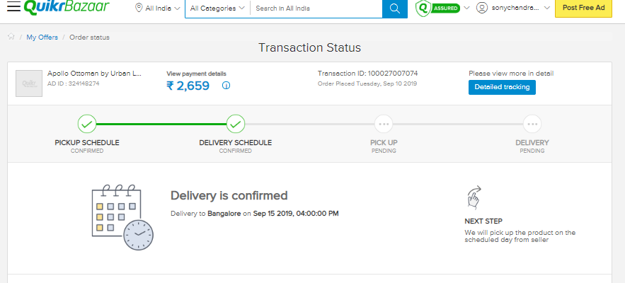 SonyChandran's tweet photo. @Quikr Will never trust you... where is my Ottoman ordered on September 10...you scheduled delivery for September 13 at 12 PM. Without any notice you rescheduled it to 15th...Again no news about it. I am sure you are never going to deliver through #QuikrAssured . More proofs on the way https://t.co/f8rYgHQEGW