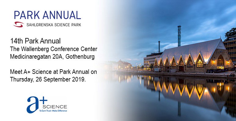 aplusscience's tweet image. Meet A+ Science at Park Annual in Gothenburg next week @SwedenBIO @SahlgrenskaSP