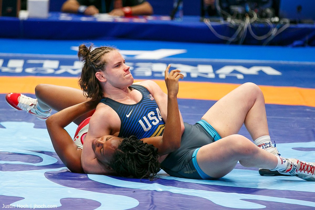 titan_mercury's tweet photo. @VicFran9412 will join fellow TMWC wrestler Jacarra Winchester in the medal rounds tomorrow! Victoria will be going for bronze! Photo @justinhoch https://t.co/FbTLqHapV3