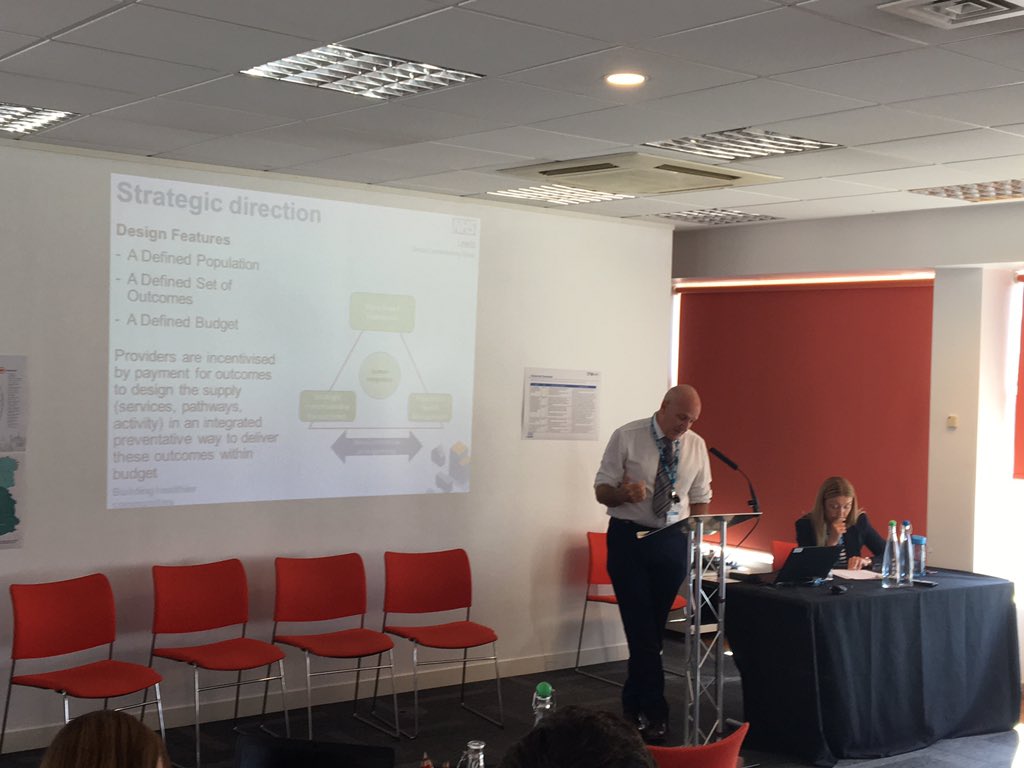 NatalieSutclif2's tweet photo. Tim Ryley talking about the CCG’s work to shift from activity based commissioning to commissioning for outcomes and how #populationhealthmanagemt underpins the CCGs strategic direction. Supporting LCPs to understand their local population. #leedsphm #phmacademy https://t.co/Esf1HbseVA