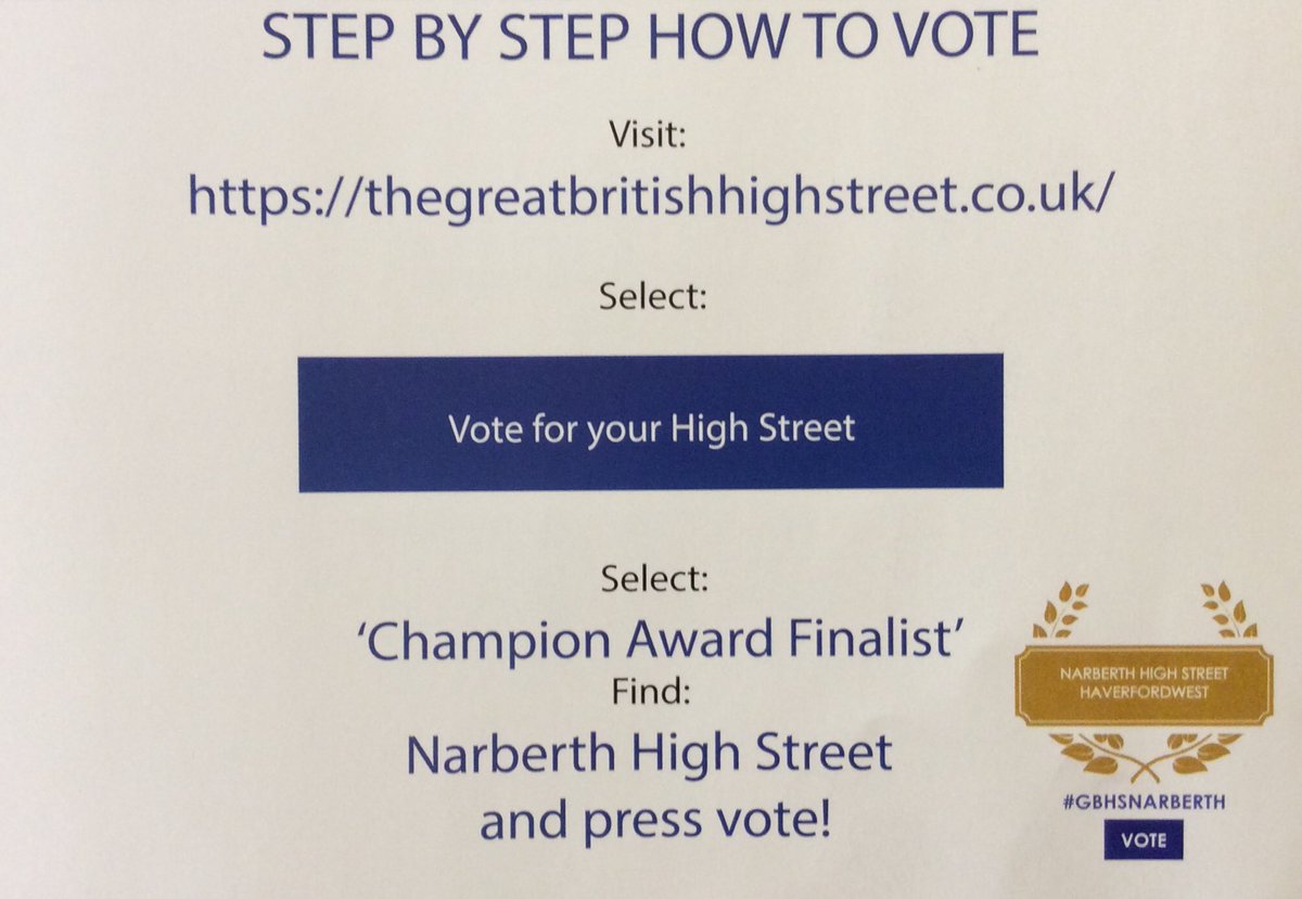 SheafGallery's tweet photo. It’s time to vote for something a bit more straightforward! #greatbritishhighstreet2019 #gbhsnarberth #shoplocal https://t.co/7JaqHsxME2