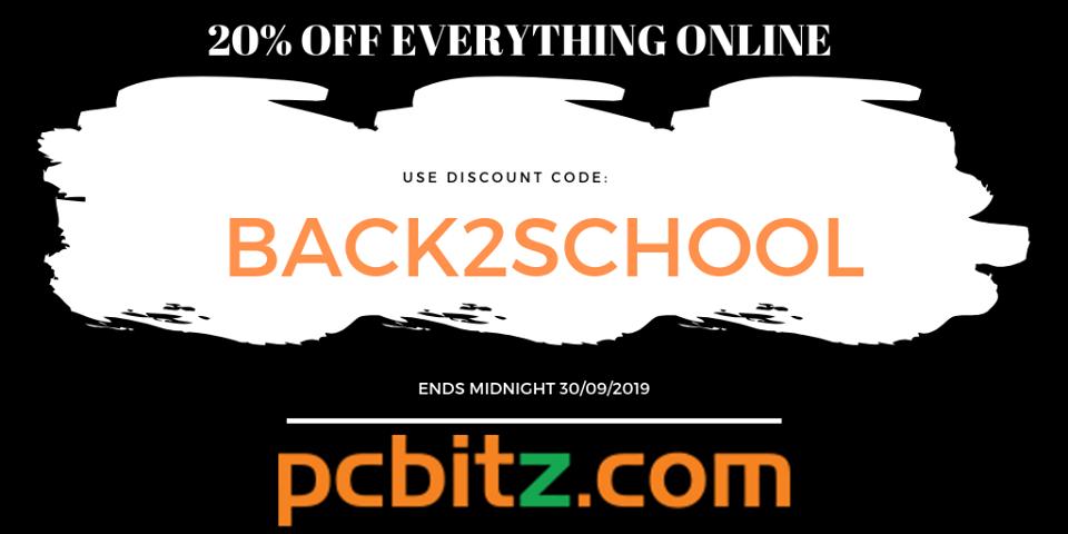 PCBITZ's tweet photo. Grab yourself a bargain with our amazing 20% off discount code!

Use code: BACK2SCHOOL on our website for 20% off across EVERYTHING!

Hurry, this offer ends at midnight on 30/09/2019.

#Discount #PCBitz #BACK2SCHOOL #School #University #College #Computer #Equipment #PC #Laptop https://t.co/Zfx9d8hQdo
