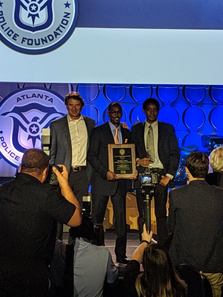 @NCRCorporation CEO Mike Hayford and At-Promise youth Wisdom Harper present the Civilian Supervisor of the Year award to Edward Dowd!
#crimeistoast