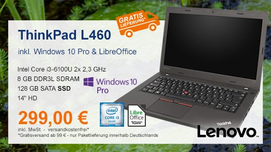Neu bei ITSCO: Lenovo ThinkPad L460 | 8 GB RAM | 128 GB SATA SSD | Windows 10 für nur 299 EUR!
Lenovo ThinkPad L460 für nur 299€:
itsco.de/notebook-lenov…

Ihr erhaltet unseren Newsletter noch nicht?
Dann schnell anmelden: itsco.de/newsletter