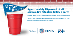 usfire's tweet photo. #College students - after a party, check for cigarette butts, especially under cushions. Chairs and sofas catch on fire fast and burn fast. Don’t smoke when you have been drinking or are drowsy. #CampusFireSafety #FireTipADay https://t.co/TRCGo0veTk