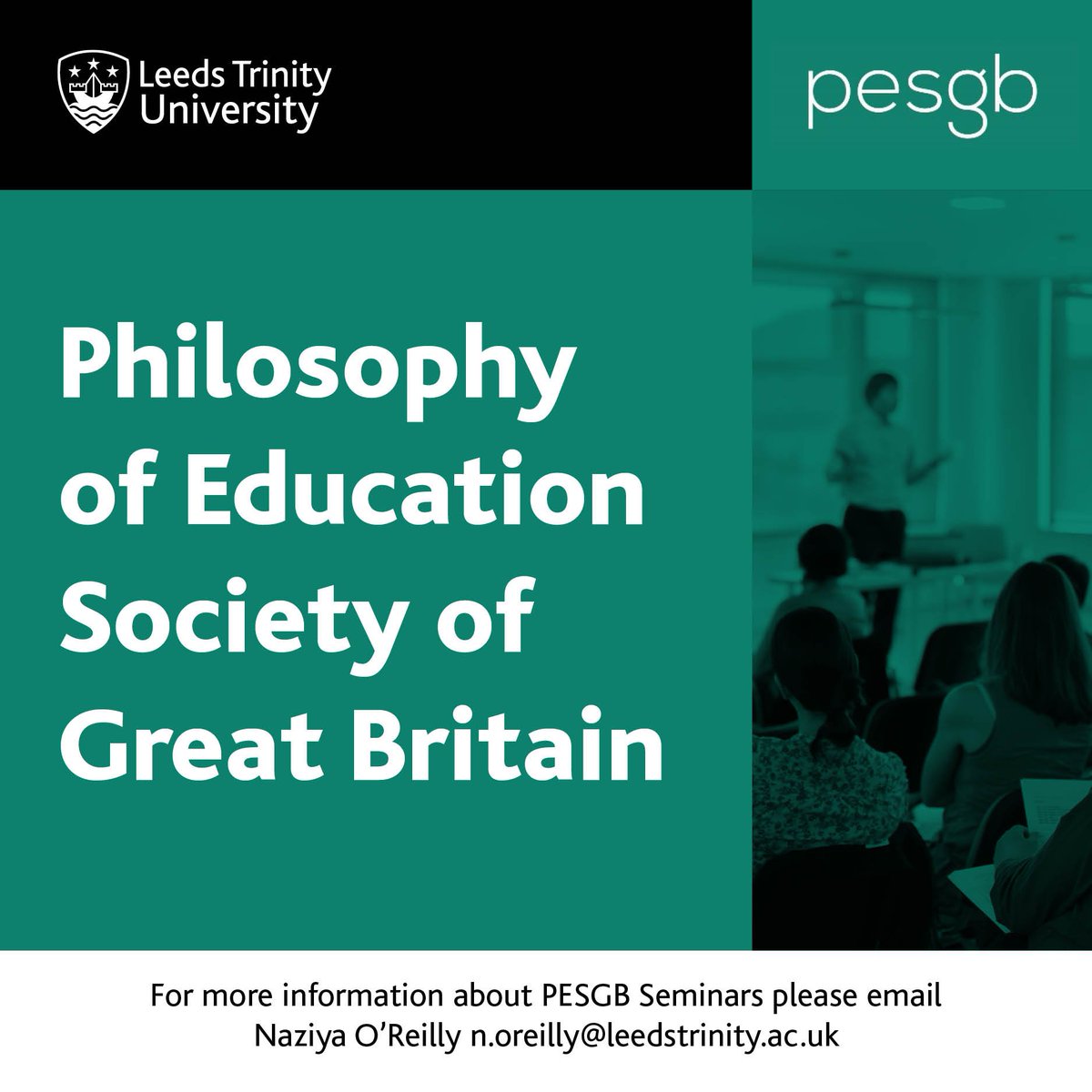Less than a month to go until the return of the Philosophy of Education Society of Great Britain (Yorkshire branch) events at Leeds Trinity from Wednesday 16 October. Find out more or book your place here bit.ly/2m19ZtH