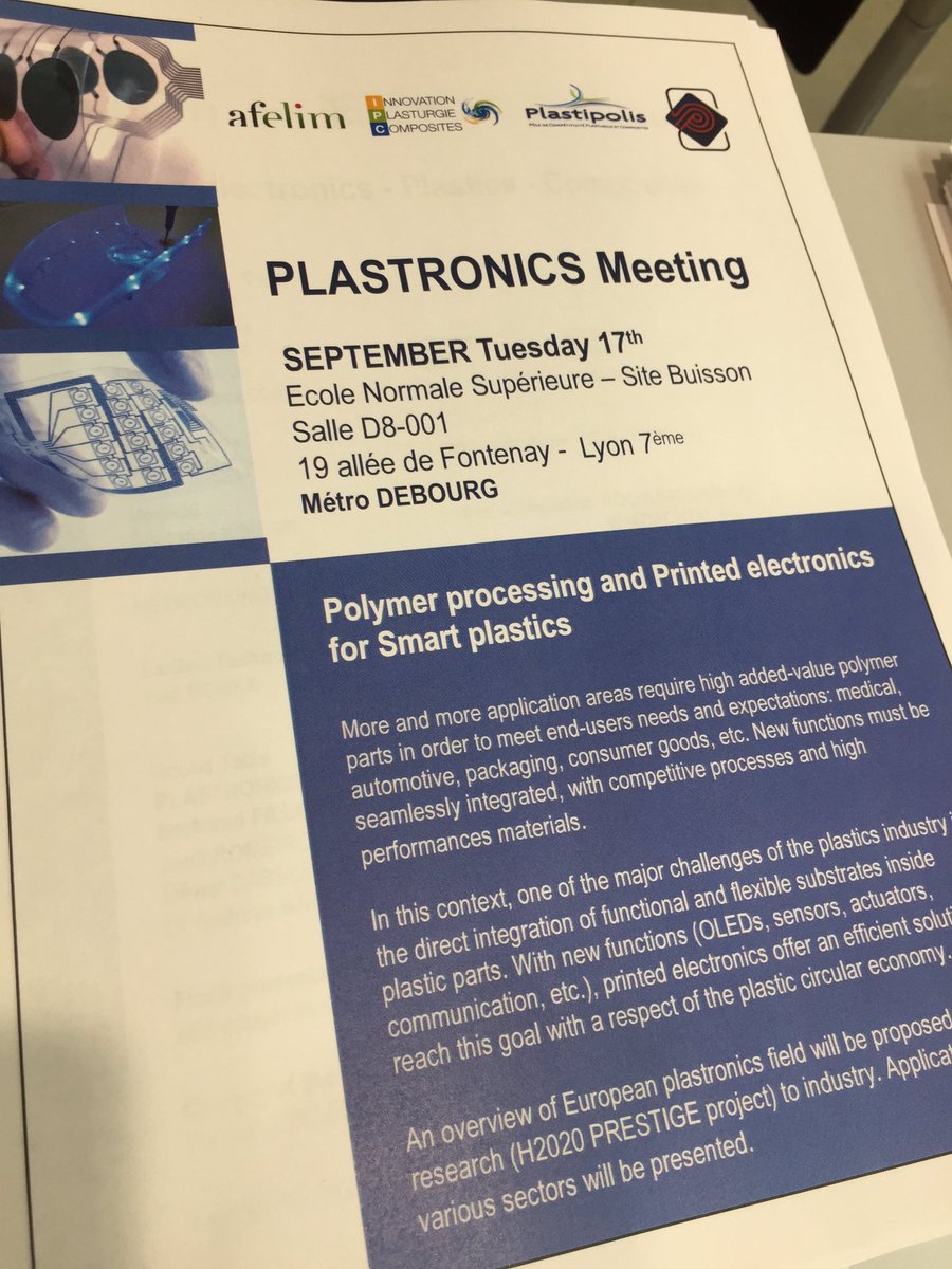 Pole_Polymeris's tweet photo. Continuation of #Plastronics meeting in Lyon with presentation of the Finnish start-up #Flexbright developing with @VTTFinland LED foil technology @CT_IPC @Afelim_Assoc @GREENOMED_EU https://t.co/rFxOUTSHOM