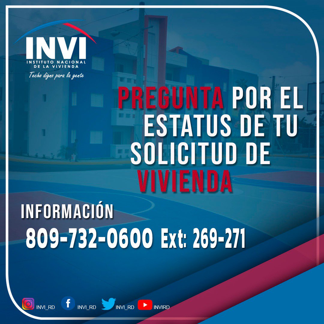 mivedrd's tweet photo. #INVITeInforma |¿Queremos ayudarte a saber el estatus de tu solicitud de vivienda?
Comunicate con nosotros a la Gerencia Social de nuestra institución a través del teléfono ☎️809-732-0600 Ext: 269-271.
Desde el #INVIRD estamos para servirte. #SomosINVI #TechoDignoParaLaGente https://t.co/bF5ZHY6D0h
