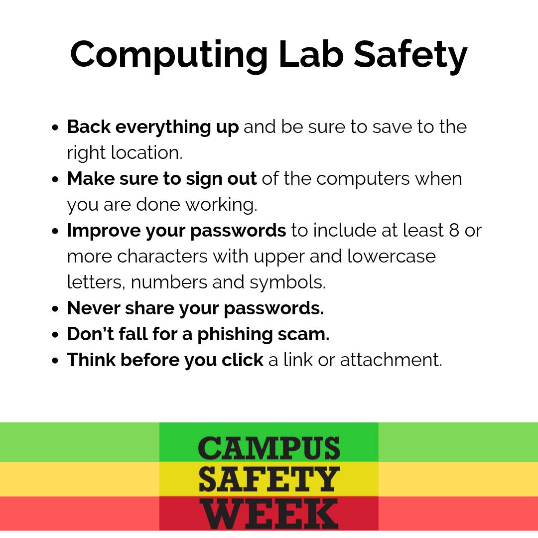 Winthrop_IT's tweet photo. Using a computer lab on campus? Here are some safety tips from our new Academic Technologies Manager, Shaniqua Corley-Moore: 
#campussafetyweek #TechTipTuesday https://t.co/ayGzTUEDdU