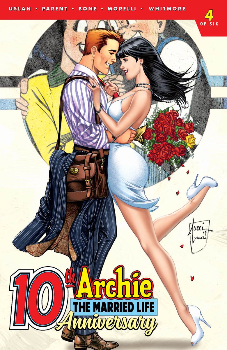 I'd be happy if I were #archieandrews & married #veronicalodge ARCHIE MARRIED LIFE 10 YEARS LATER #4 variant by your ole' pal #BillyTucci & @Sasquanaut @ArchieComics available for order now!
 #comics   #MichaelUslan #DanParent @CW_Riverdale 
previewsworld.com/Catalog/SEP191…