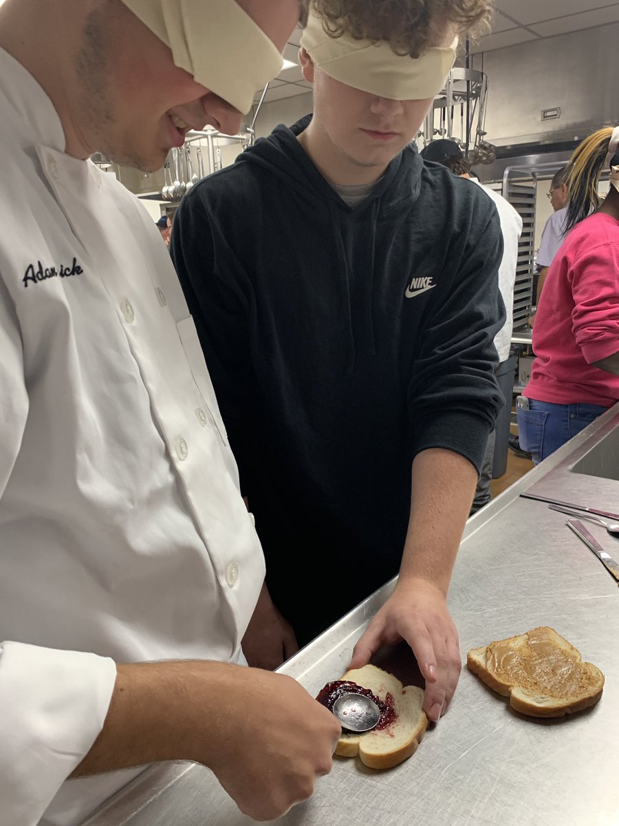 Zachary Taulton (@cheftaulton) on Twitter photo Culinary 1 & 2 students working together using communication skills to make PB & J sandwiches blindfolded! <a href="/FCPSCTE/">FCPSCTE</a> <a href="/ChefLiddick/">Margie Liddick</a> <a href="/FCPSMaryland/">FCPS-MD</a> <a href="/FrederickCTC/">FCPS_CareerTech</a> Culinary 1 & 2 students working together using communication skills to make PB & J sandwiches blindfolded! <a href="/FCPSCTE/">FCPSCTE</a> <a href="/ChefLiddick/">Margie Liddick</a> <a href="/FCPSMaryland/">FCPS-MD</a> <a href="/FrederickCTC/">FCPS_CareerTech</a>