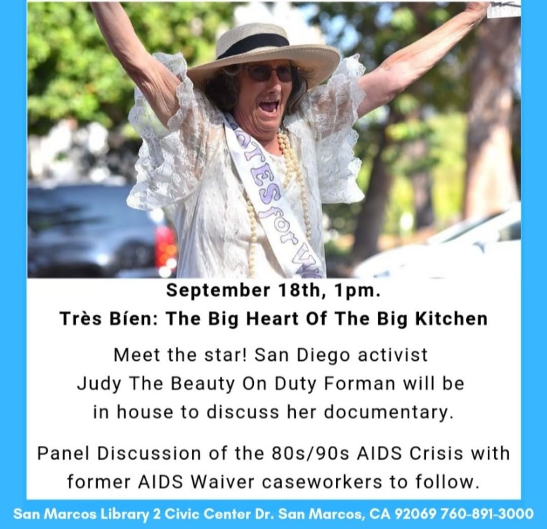 SDCountyLibrary's tweet image. Have you read the One Book One San Diego book The Great Believers by Rebecca Makkai? Meet Judy The Beauty on Duty Forman tomorrow at 1 pm and listen to a Panel Discussion about the 1980s-&apos;90s AIDS Crisis. 
#kpbs #onebookonesandiego #ilovesdcl #thegreatbelievers