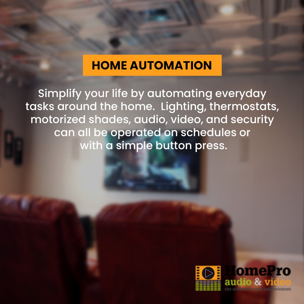 HomeProAV's tweet photo. Solutions We Provide

HOME AUTOMATION

Simplify your life by automating everyday tasks around the home.  Lighting, thermostats, motorized shades, audio, video, and security can all be operated on schedules or with a simple button press. https://t.co/PztA8DvxHL