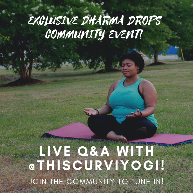 dharmadropspod's tweet photo. ⚡️The Dharma Drops Podcast Live Q&amp;A with This Curvi Yogi is this Thursday at 8:00pm. ⚡️ Join Jacquitta Boone (aka @thiscurviyogi) and me for an exclusive live event! Only in the Dharma Drops Community FB group. #yogaaf #yogapodcast #RepresentationMatters https://t.co/zUYrSVQjvU