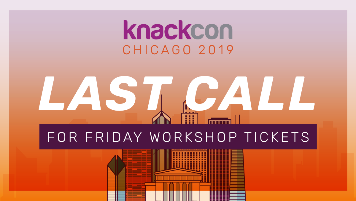 KnackCon Chicago is almost here! Grab one of the last few spots for the Friday workshop here: buff.ly/2CoHXh5 😄👏