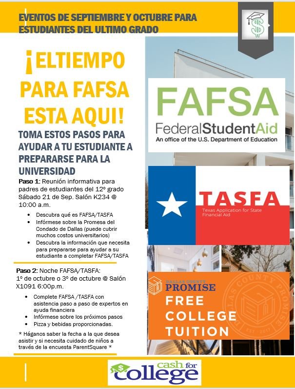 Early College HS (@echsincfbisd) on Twitter photo @cfbisd <a href="/echsinteract2/">echsinteract</a> <a href="/CFB_ECHS_PTSA/">CFB_ECHS_PTSA</a> <a href="/echskindclub/">Early College High School Kind Club</a> <a href="/echsinteract2/">echsinteract</a>  This Saturday we want seniors and parents to attend the FAFSA/TAFSA prep meeting. Join us! @cfbisd <a href="/echsinteract2/">echsinteract</a> <a href="/CFB_ECHS_PTSA/">CFB_ECHS_PTSA</a> <a href="/echskindclub/">Early College High School Kind Club</a> <a href="/echsinteract2/">echsinteract</a>  This Saturday we want seniors and parents to attend the FAFSA/TAFSA prep meeting. Join us!
