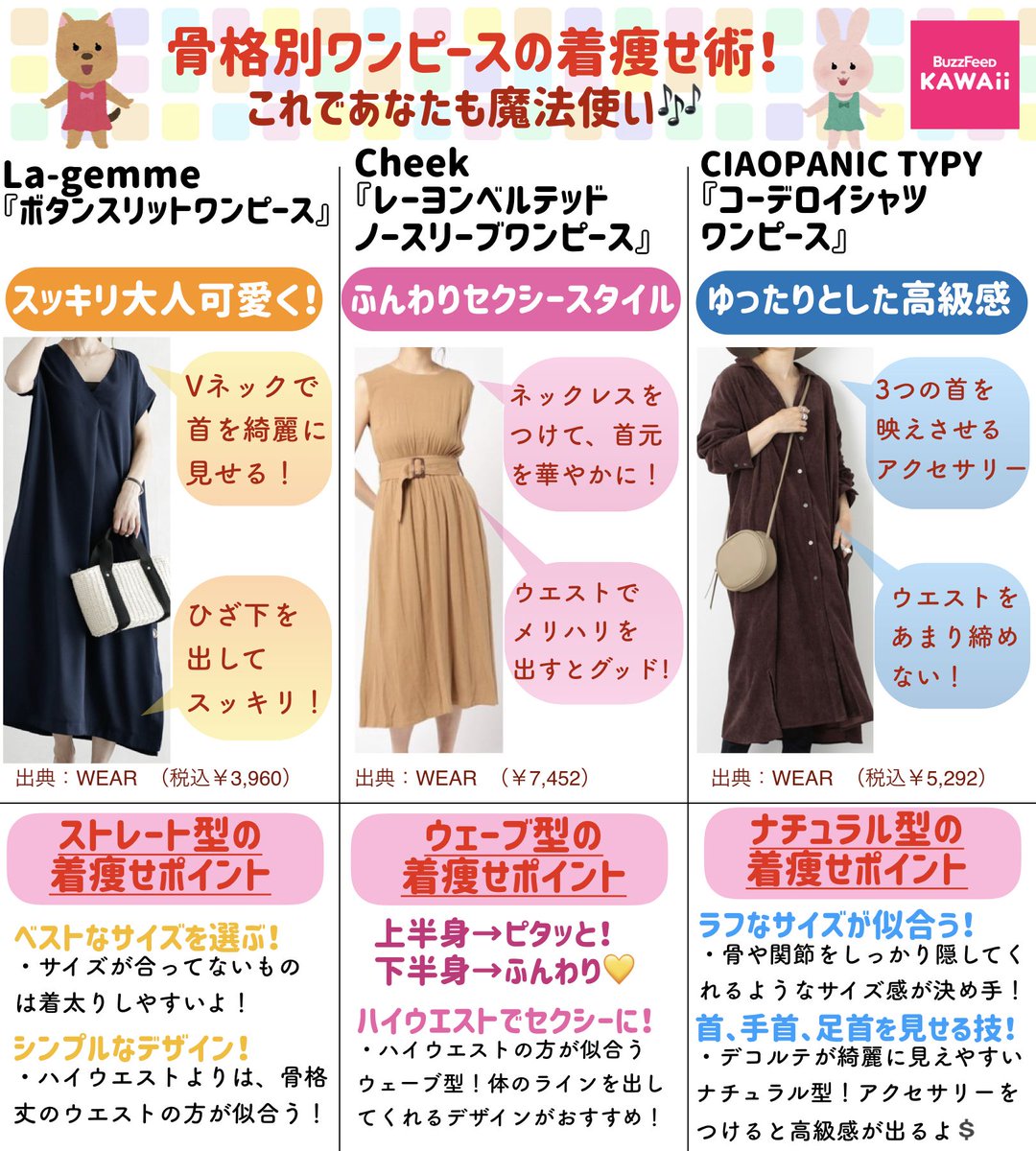 Buzzfeed Kawaii もう服選びで迷わない 骨格診断と 骨格別の ワンピース着痩せ術 をまとめました