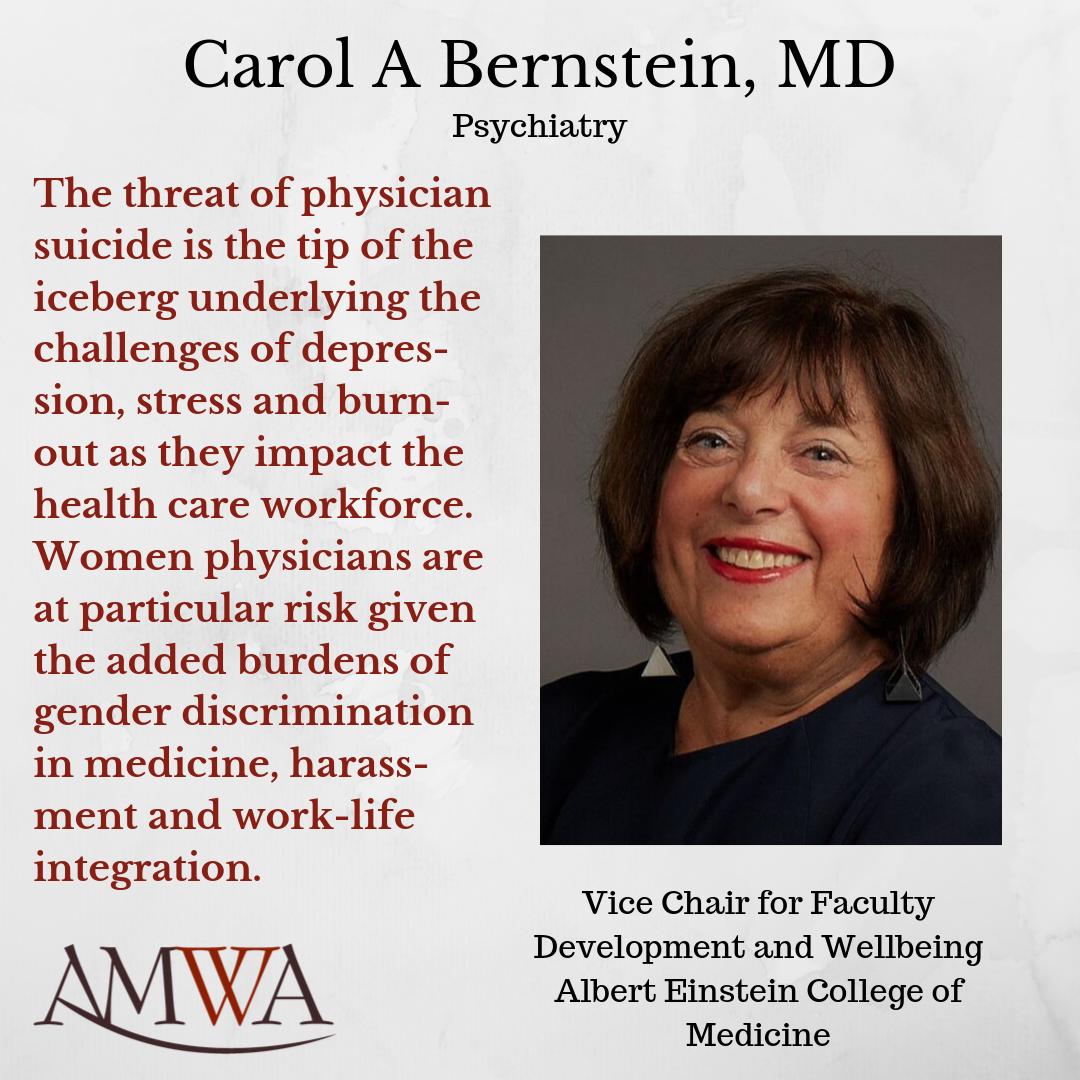 AMWADoctors's tweet image. #AMWAShineASpotlight – Carol Bernstein, MD – Vice Chair for Faculty Development and Wellbeing, Albert Einstein College of Medicine
Read more: bit.ly/2kjo6tK
#NPSADay #DocsTalkSuicide #Light4Docs @Cord_EM