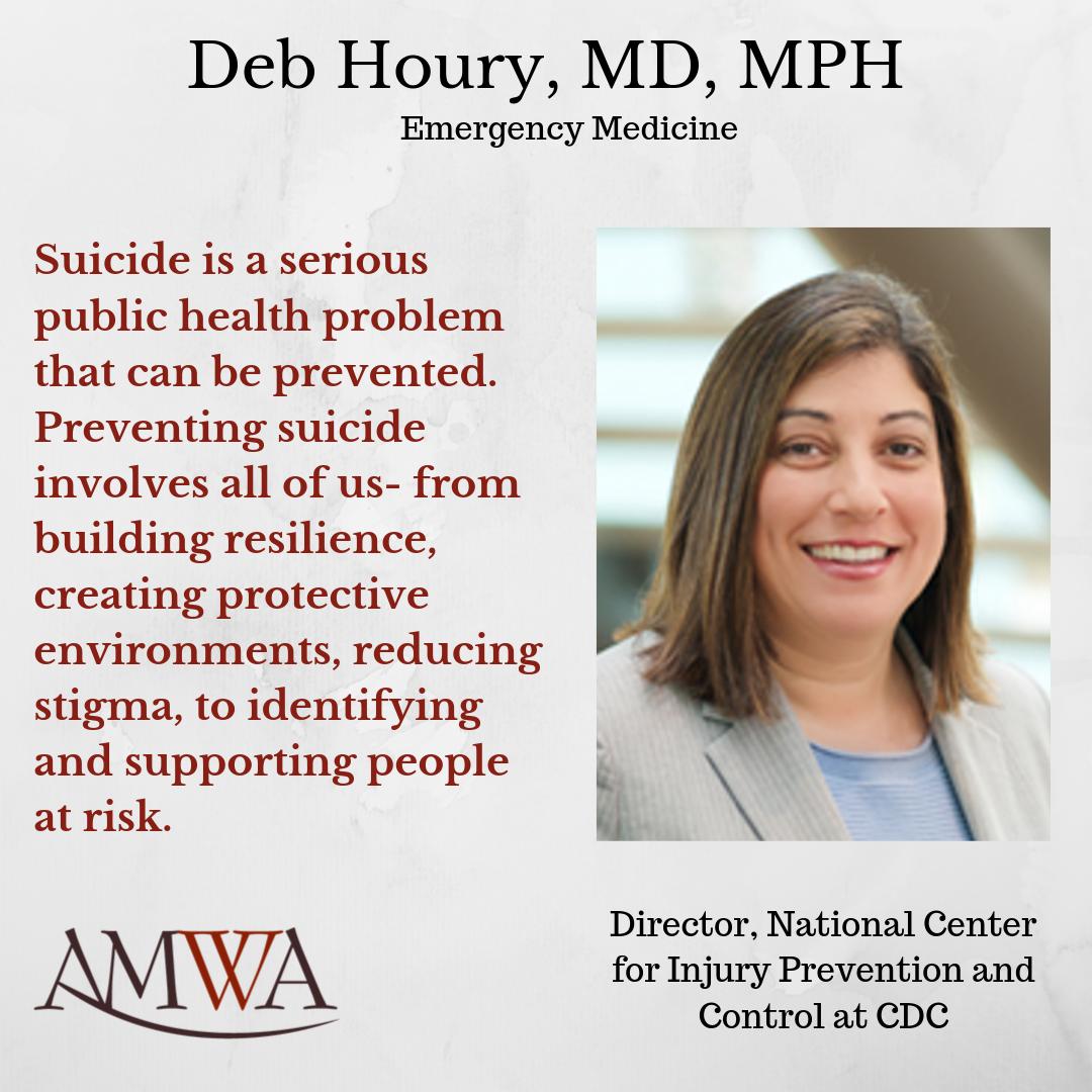 AMWADoctors's tweet image. #AMWAShineASpotlight – Deb Houry, MD, MPH – Director, National Center for Injury Prevention and Control at CDC
CDC resources: bit.ly/2lTW4FP bit.ly/2lTMLW
#NPSADay #DocsTalkSuicide #Light4Docs @Cord_EM