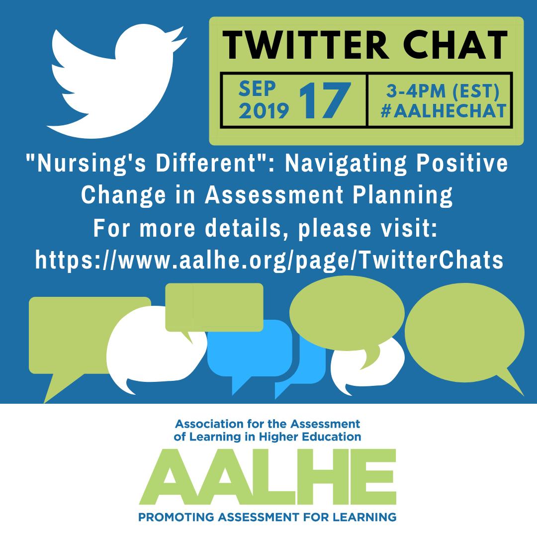 Join us today for a Twitter Chat focusing on "Nursing's Different": Navigating Positive Change in Assessment Planning!

For more details, please visit: aalhe.org/page/TwitterCh… 

#AALHECHAT #assessment #AcademicTwitter #aalhe