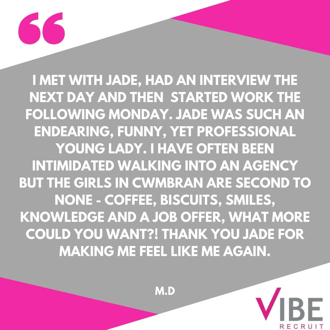 It's not often that a piece of #feedback stops you in your tracks but this one has! Our consultant Jade always goes the extra mile and demonstrates that we don't just find people jobs, we strive to have a positive impact on their lives!
#LivingOurValues #WorkingTogether