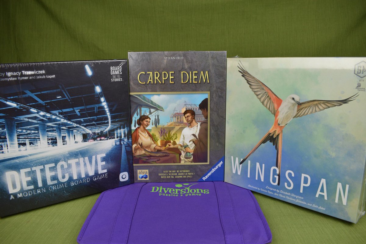 ReUnityGames's tweet image. This Kennerspiel de Jahres lot of games was generously donated by @DiversionsPG for our charity auction. 

Detective, Carpe Diem &amp;amp; Wingspan. You can bid on these games and help raise money for the National Brain Tumor Society at #ReUnityGames in Danvers on September 28th!