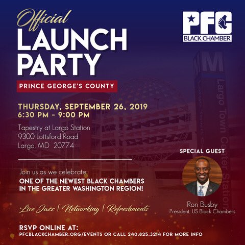 ShakishaMorgan's tweet photo. Excited to attend the Launch Party for the Prince George's County Black Chamber. RSVP if you're interested! https://t.co/oigJBJIYyb https://t.co/4yIJwAQTP8