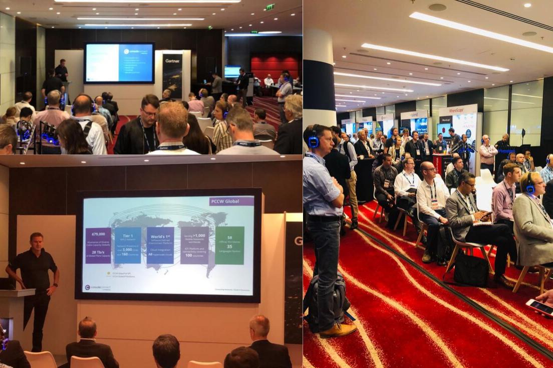 ConsoleConnect's tweet photo. Neil Templeton, @PCCWGlobal VP Marketing presenting at Gartner Catalyst 2019: How to leverage the latest global #SDN platforms to deliver secure, high performance, on-demand connections to multiple clouds, business critical applications and partners.
#GartnerCAT #thoughleadership https://t.co/raC7bi4LcL