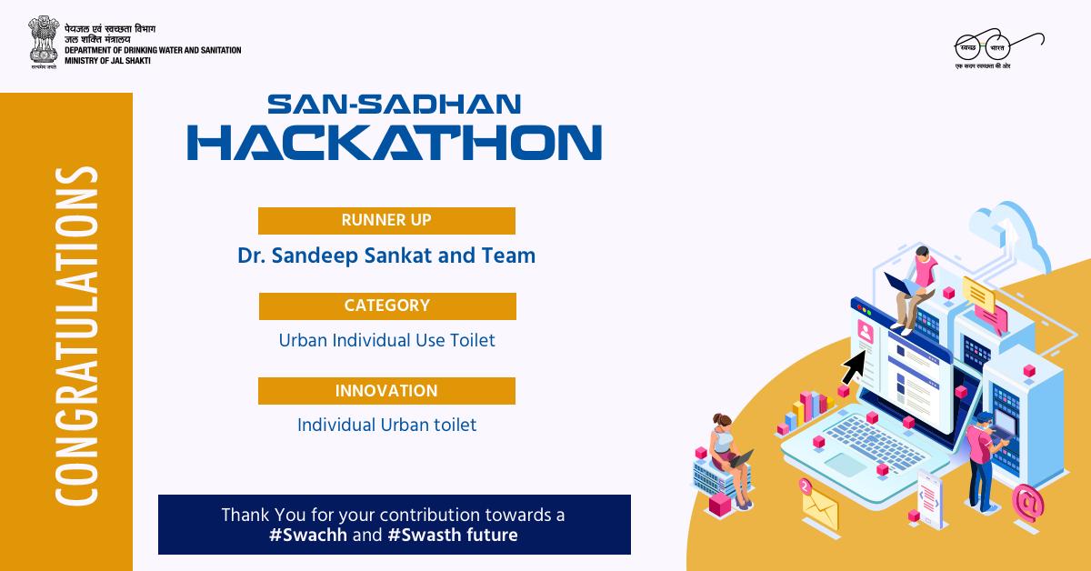 swachhbharat's tweet image. We thank Dr. Sandeep Sankat and his team for their innovative #sanitation solution for Divyangjan. Congratulations and best wishes! #SanHack
@NITIAayog @AIMtoInnovate