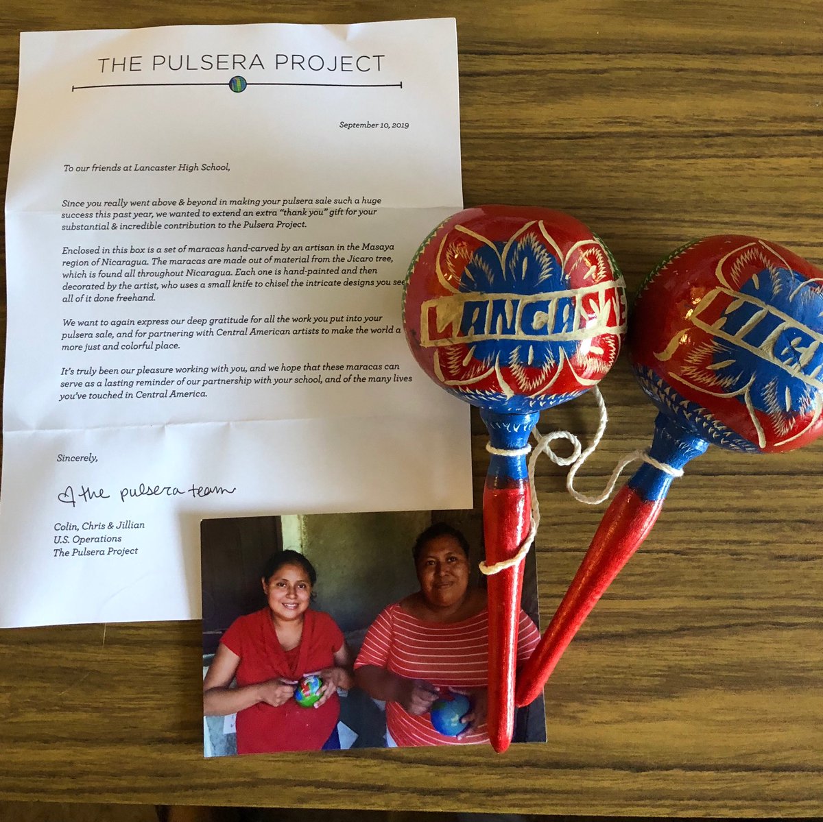 Thank you Pulsera Project for our Lancaster High School personalized maracas.     It is a pleasure working with you.    #GranvillePike #LHSSpanishClub #heartofservice #LHSisthebest #PulseraProject