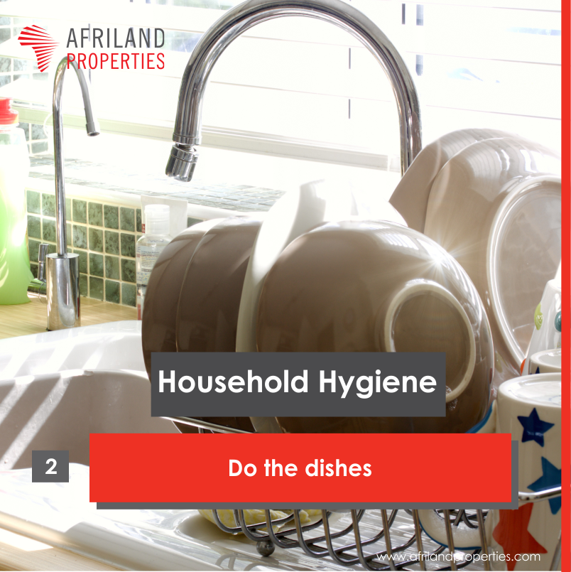 AfrilandPlc's tweet photo. 2. Do the dishes immediately after your meal.
Leaving the dishes unwashed spreads bacteria and could cause gastrointestinal problems.
#tipstuesday #householdtips #dishes #homecleanliness #APP #realestate #Afriland #AfrilandPropertiesPlc #sink https://t.co/KD9VQUGI8C