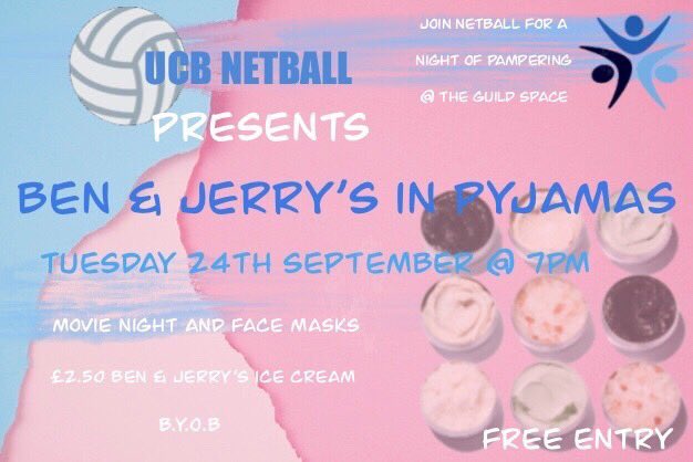 ucbnetball1's tweet photo. Head down to the GuildSpace at the Maltings next week to get pampered 🧖‍♀️🧖‍♂️ #UCBNetball #UCBFreshers https://t.co/c5HywVx4vP