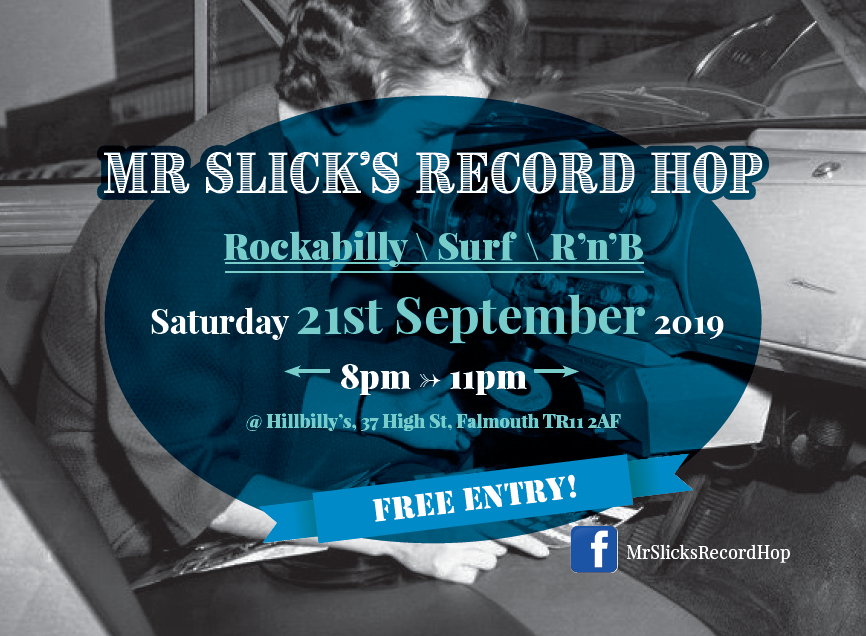 MrSlickDJ's tweet photo. I'm back! Mr Slick's Rockabilly Record Hop is on at Hillbilly's in Falmouth this Saturday 8pm -> 11pm... and it's FREE!

#rockabilly #Cornwall #Falmouth

https://t.co/vD4z3so74u https://t.co/rF21jeXQXc