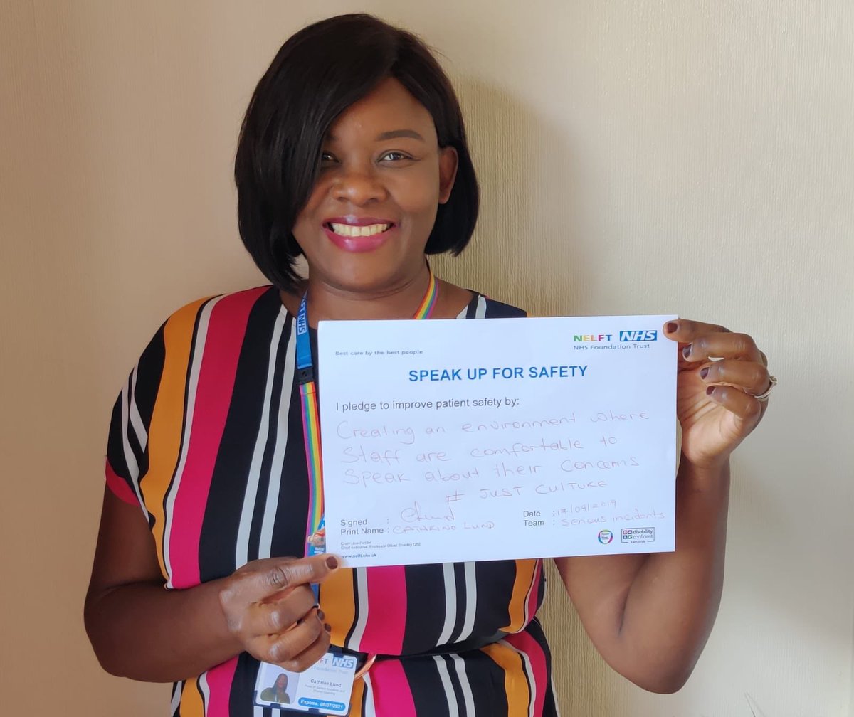 I pledge to improve patient safety by helping to create an environment where staff are comfortable to speak about their concerns #justculture #unitingforsafety <a href="/nelft/">North East London NHS Foundation Trust (NELFT)</a> <a href="/WHO/">World Health Organization (WHO)</a> <a href="/ptsafetyNHS/">NHS Patient Safety</a> #WorldPatientSafetyDay