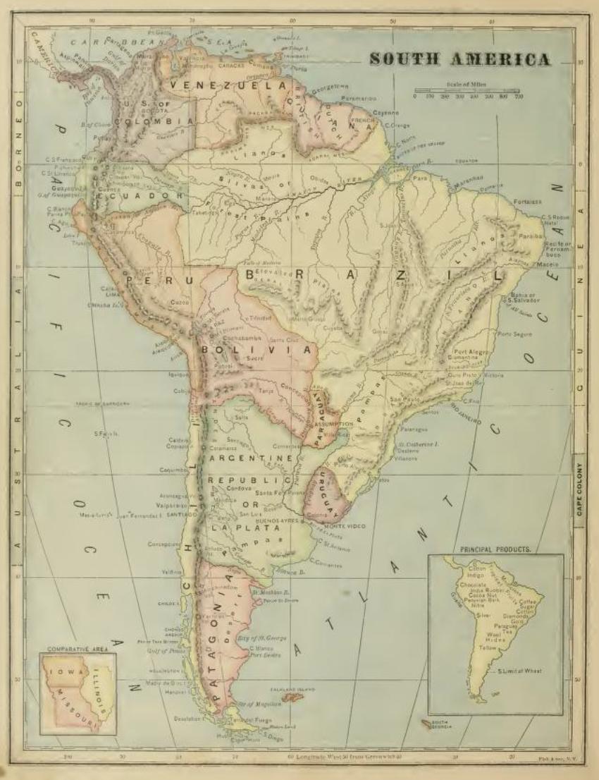 4. Lil tuckers: South America (and Iowa, Missouri and Illinois), China (and Illinois), Africa (and California), etc. 1877  https://archive.org/details/ost-geography-comprehensivegeo00mont/page/n25