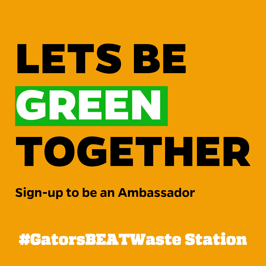 UF_BSD's tweet photo. Work with us towards a greener campus! Sign-up to be a #GatorsBEATWaste Ambassador. Link in bio. #GoGators
.
.
.
.
#greencampus #reuse #reduce #zerowaste #uf #gogators #gators #florida #studentlife #collegelife #university #gainesville #sustainable #ufcampus #campuslife #compost https://t.co/nQ8CH0D3hS
