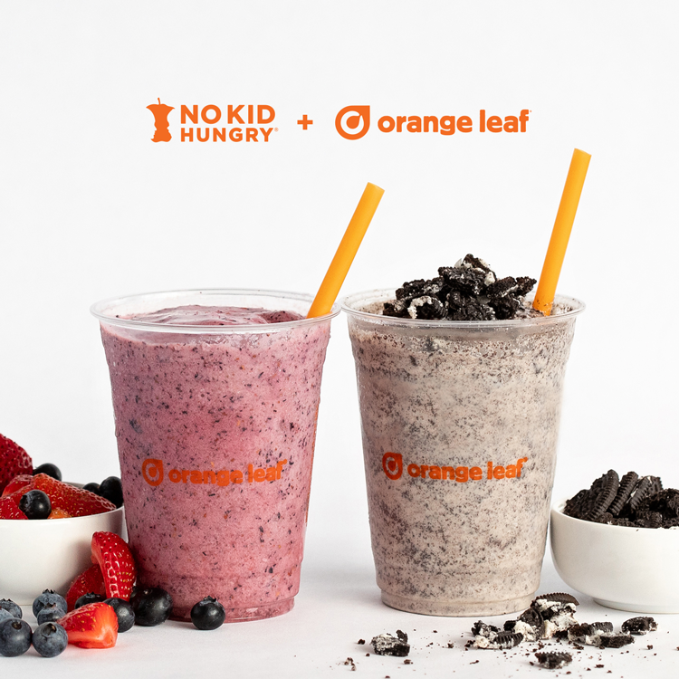 Join us all day today, September 17th for a day of flash fundraising for No Kid Hungry! Receive a $2 smoothie or shake when you donate $1 or more to help end childhood hunger. 

Visit orangeleafyogurt.com/flashfundraisi… for more details. Terms and conditions apply. #NoKidHungry