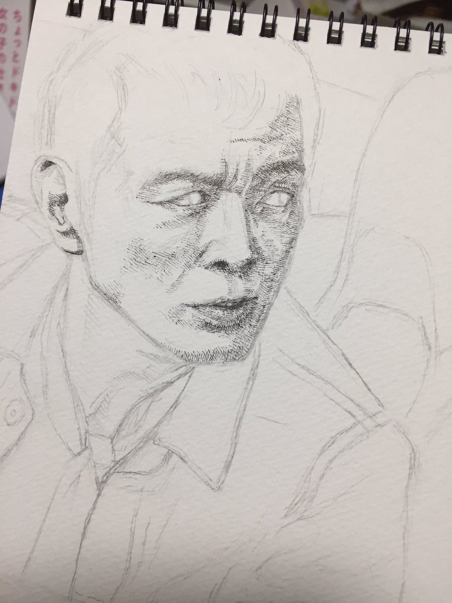 今は父の友人に頼まれた矢沢永吉さんを描いています 今回は点描ではなく線で描 毛玉ピストルのイラスト
