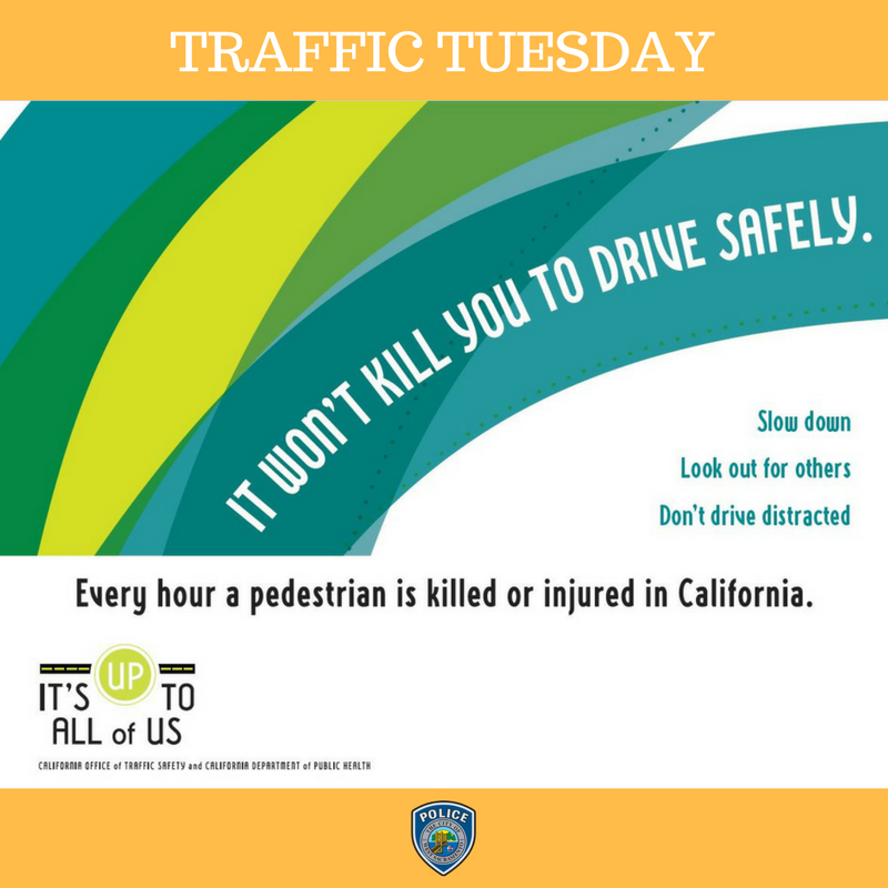 WestSacPD's tweet photo. It won't kill you to drive safely. #PedestrianSafetyMonth #TrafficTuesday https://t.co/KOW6d8zCmJ