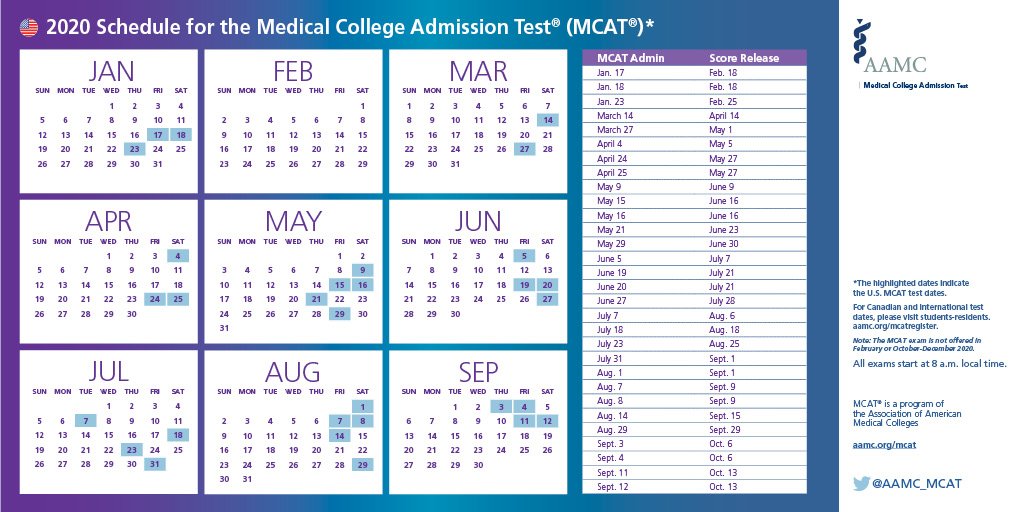 Mcat Calendar 2022 Mcat On Twitter: "Attention: The 2020 #Mcat Testing Calendar Is Now  Available @ Https://T.co/Yqo2Bv33Fd. Registration & Scheduling Will Open In  October. Https://T.co/Ogebcr7A0Q" / Twitter