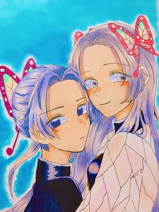 鵜井@多忙さんがTwitterに投稿した胡蝶カナエ(鬼滅の刃)のイラスト。